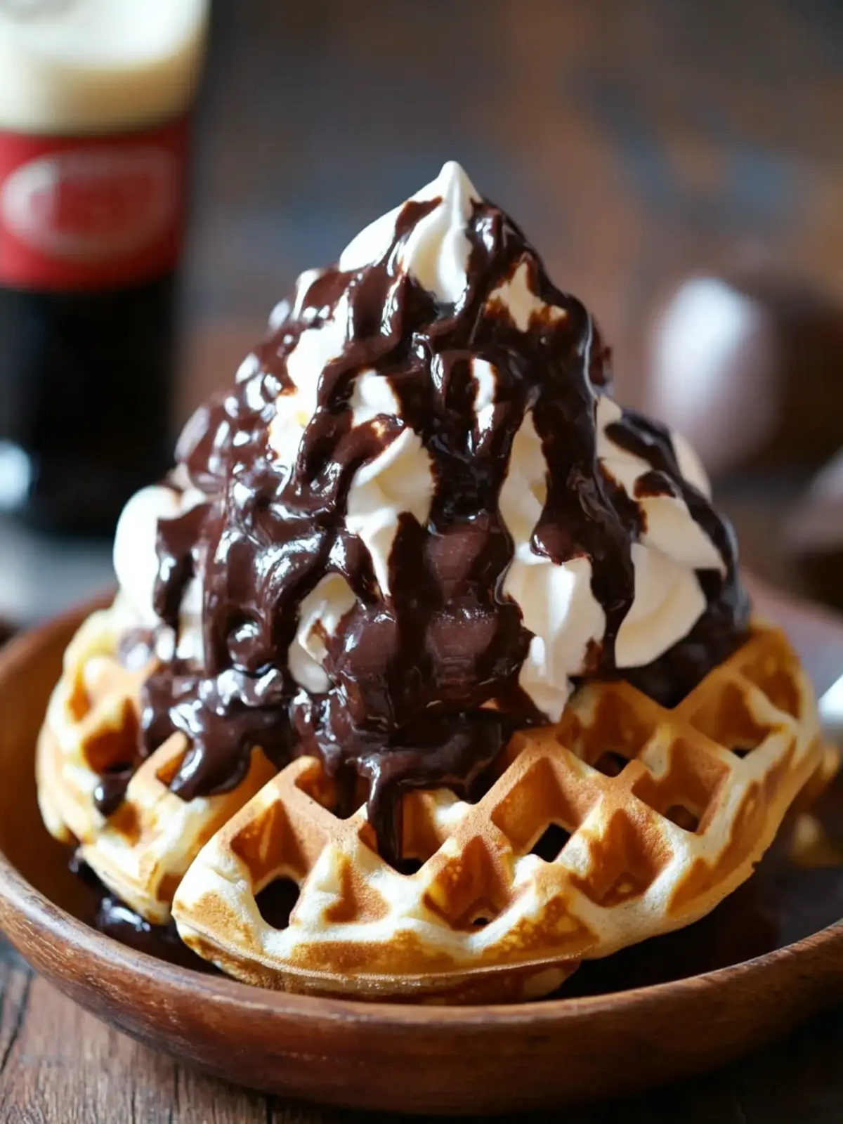 Chocolate Stout Waffle Sundae with Chocolate Stout Fudge Sauce