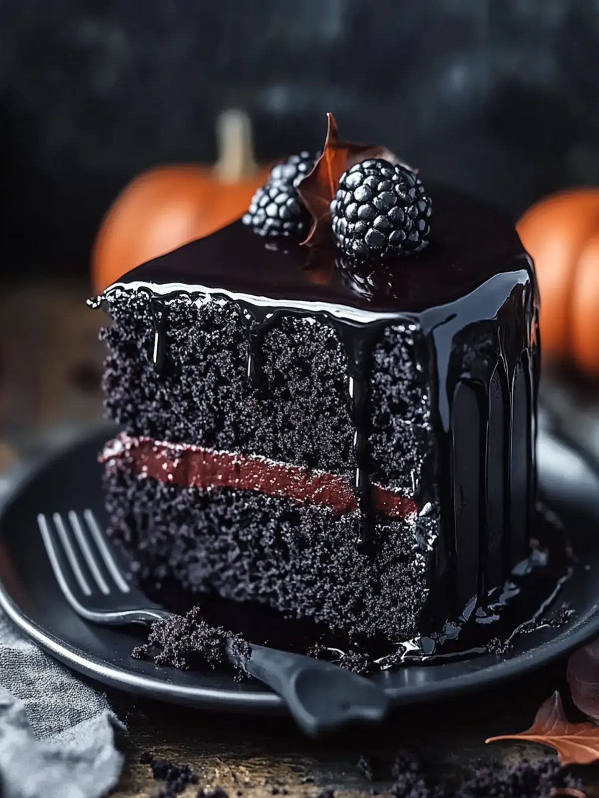 Decadent Black Velvet Halloween Cake for Spooky Celebrations 4 Decadent Black Velvet Halloween Cake for Spooky