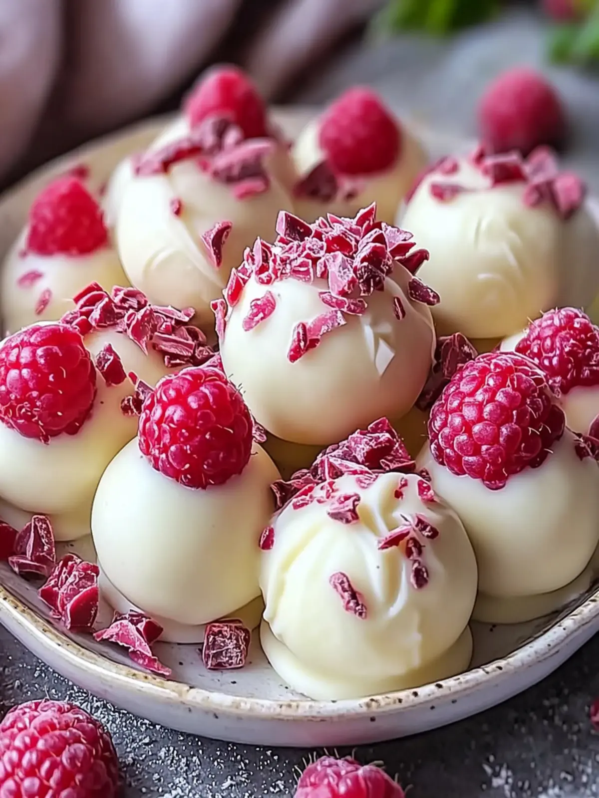 White Chocolate Raspberry Cheesecake Balls