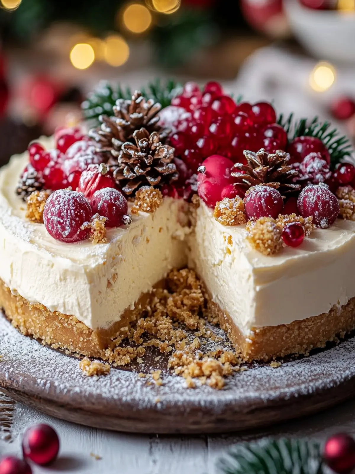Deliciously Festive Christmas Cheesecake with Colorful Swirls 3 Christmas Cheesecake