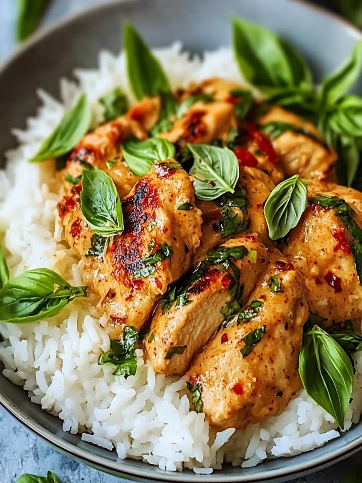 Spiced Coconut Basil Chicken with Rice