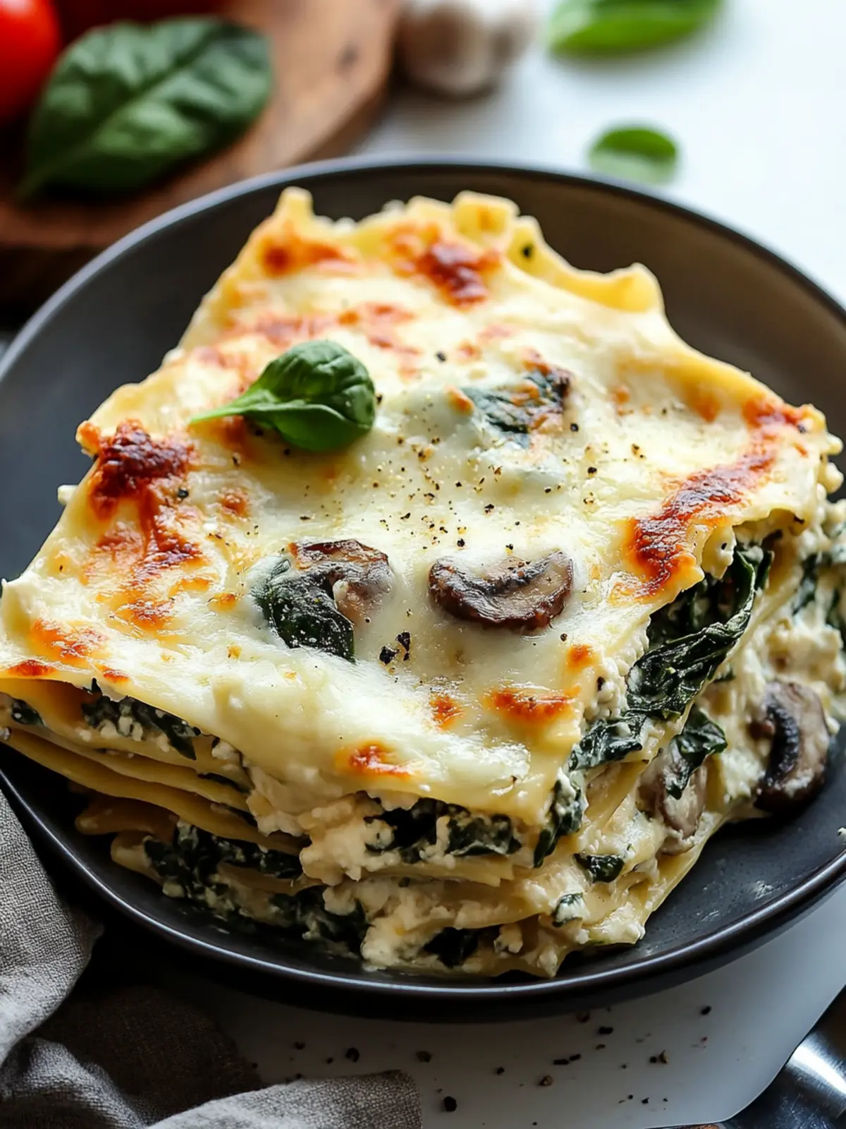 Creamy Spinach Mushroom Lasagna
