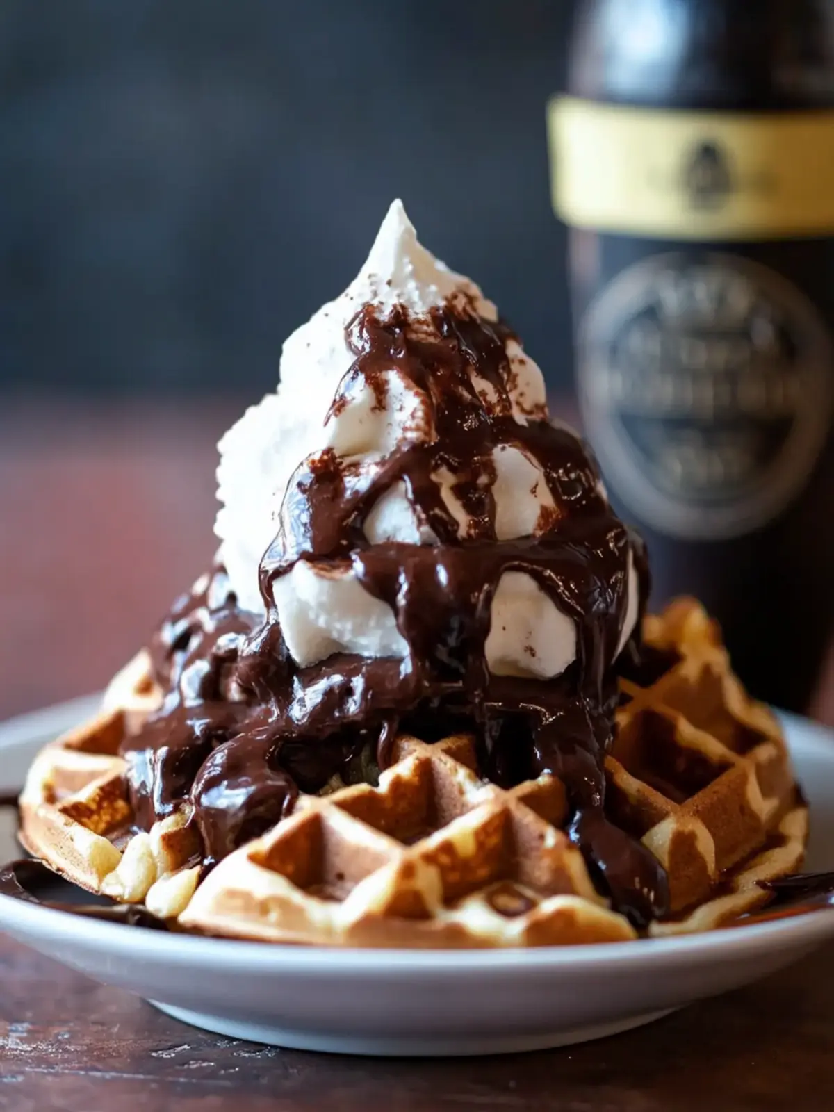 Chocolate Stout Waffle Sundae with Chocolate Stout Fudge Sauce