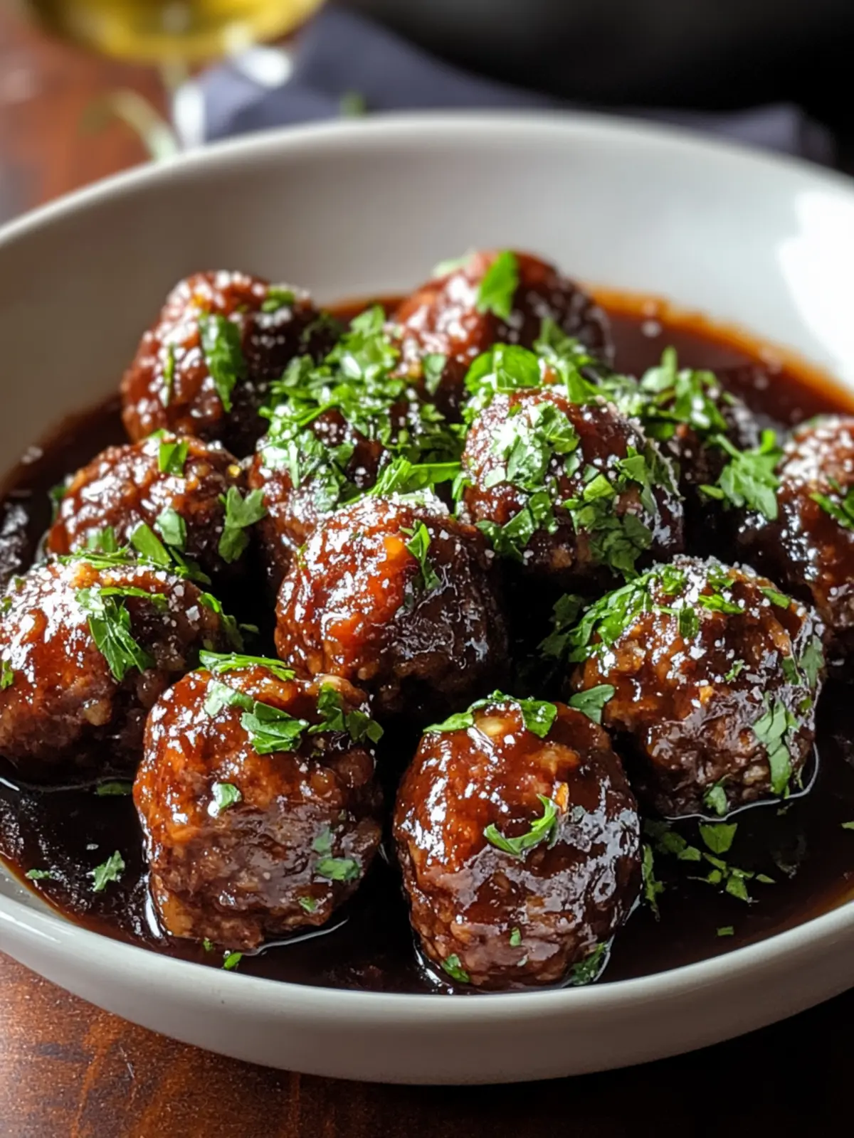 Tender Red Wine Braised Meatballs