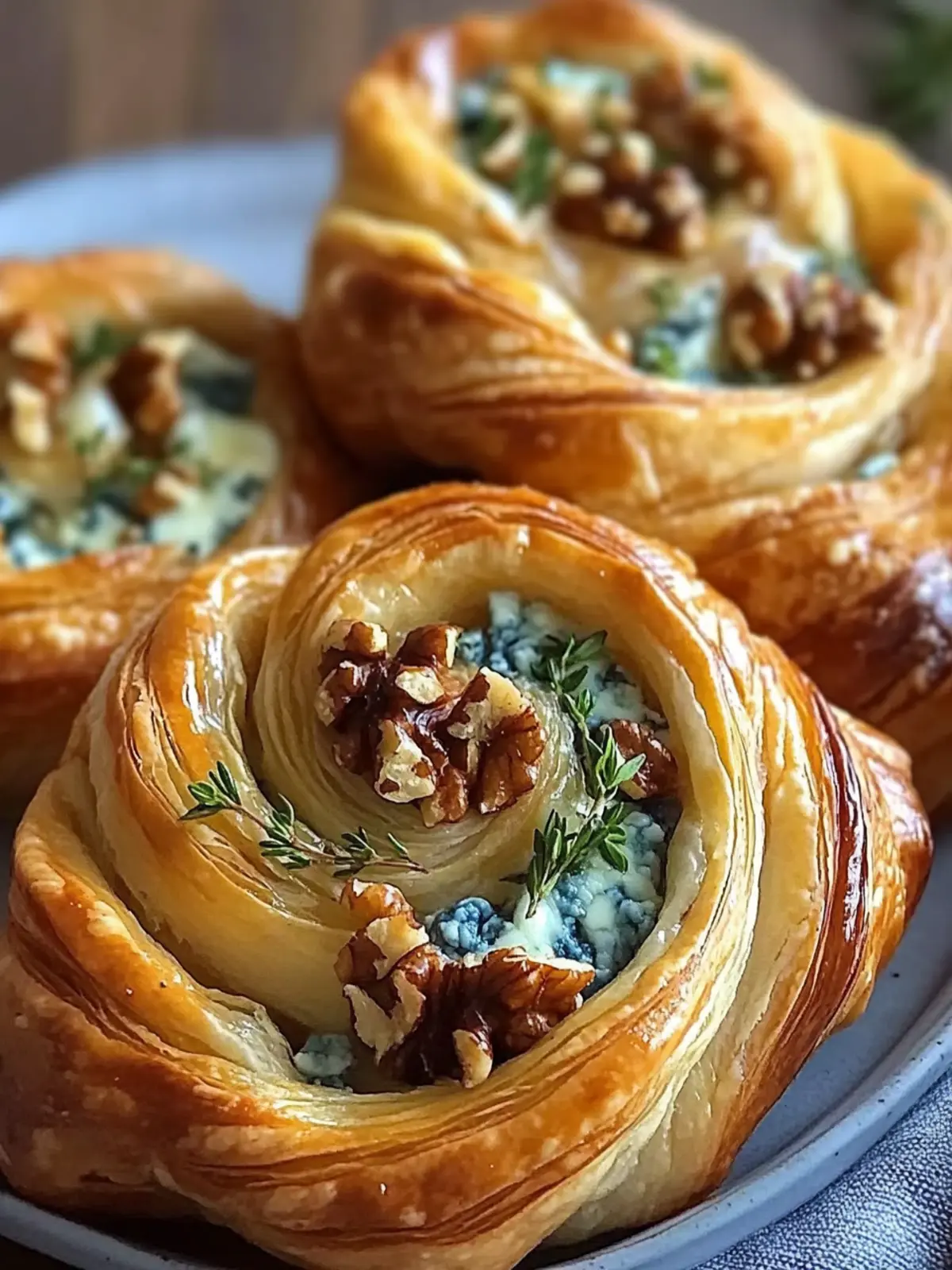 Blue Cheese Walnut Thyme Puff Pastry Twirl Recipe
