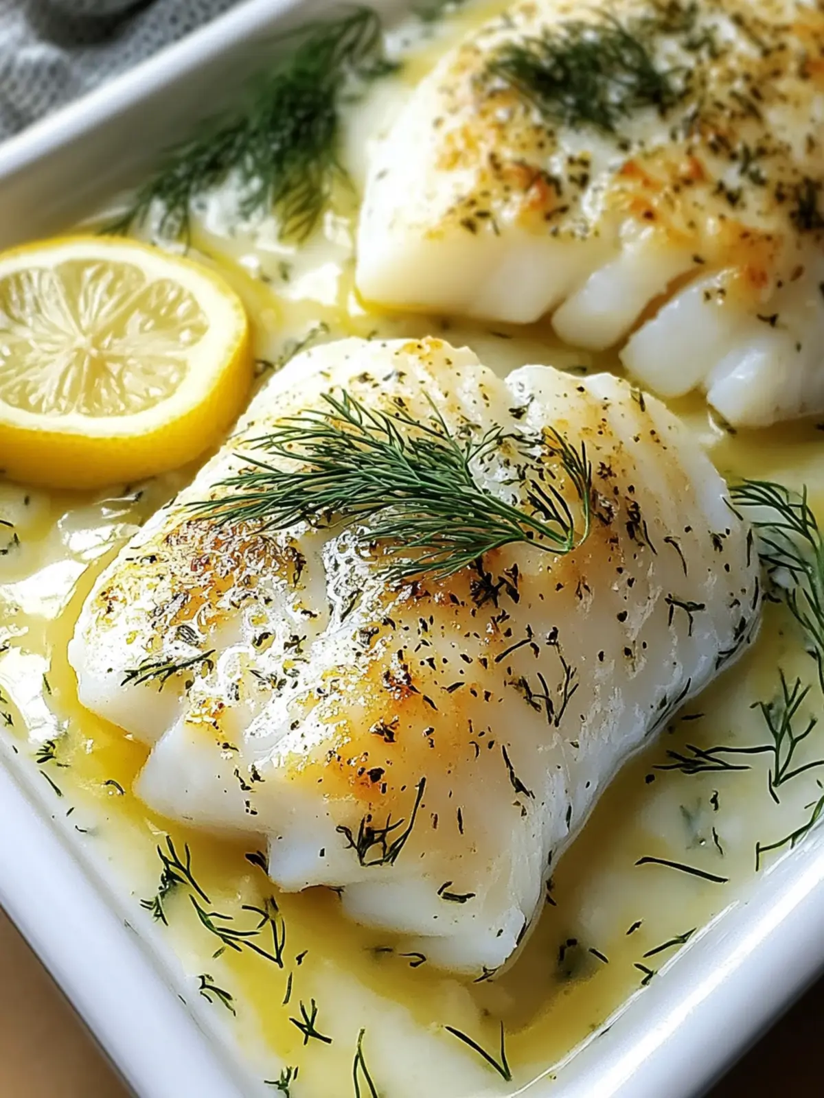 Delicious Baked Cod with Lemon Dill Sauce