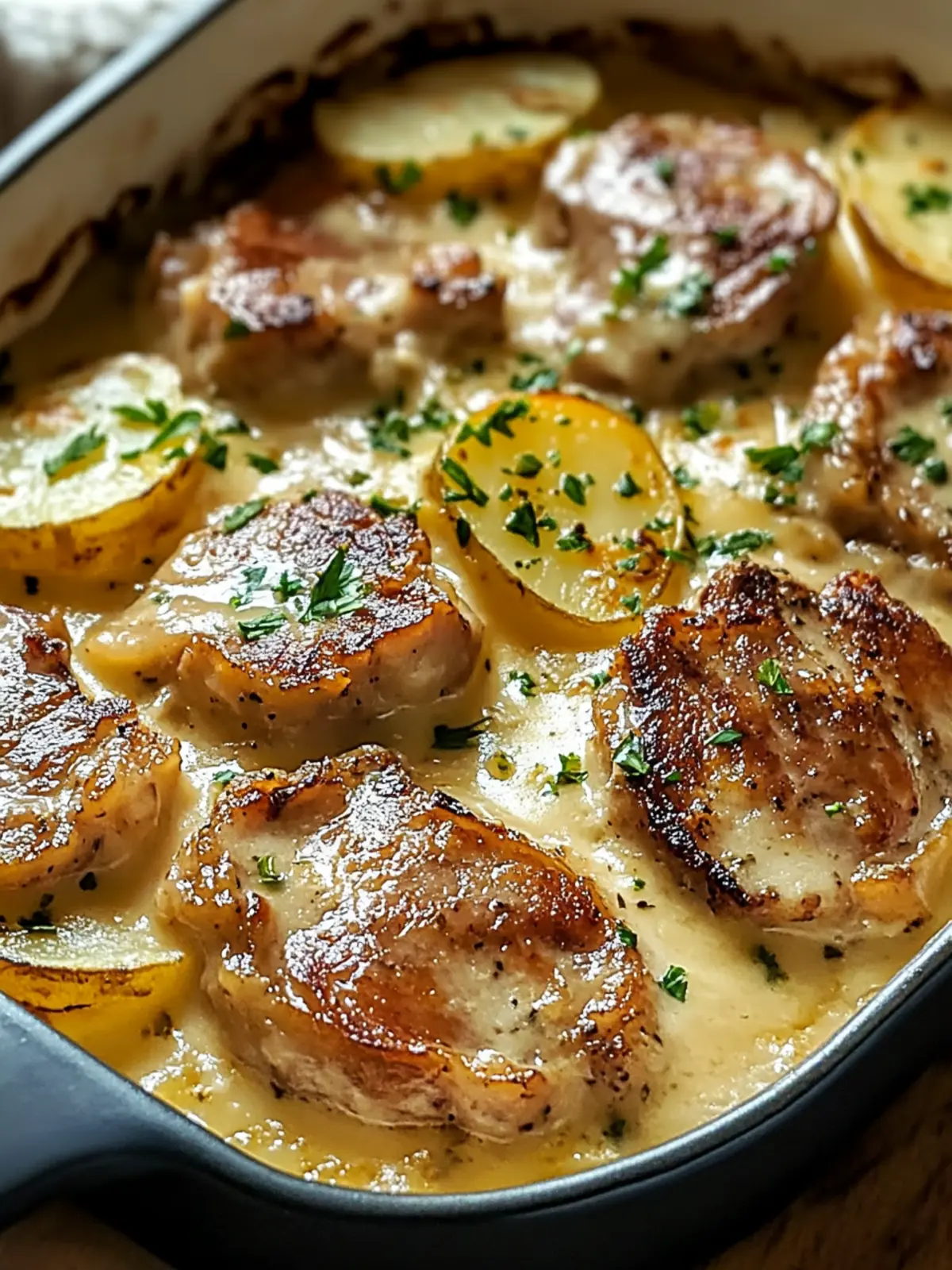 Smothered Pork Chop and Scalloped Potato Casserole Delight