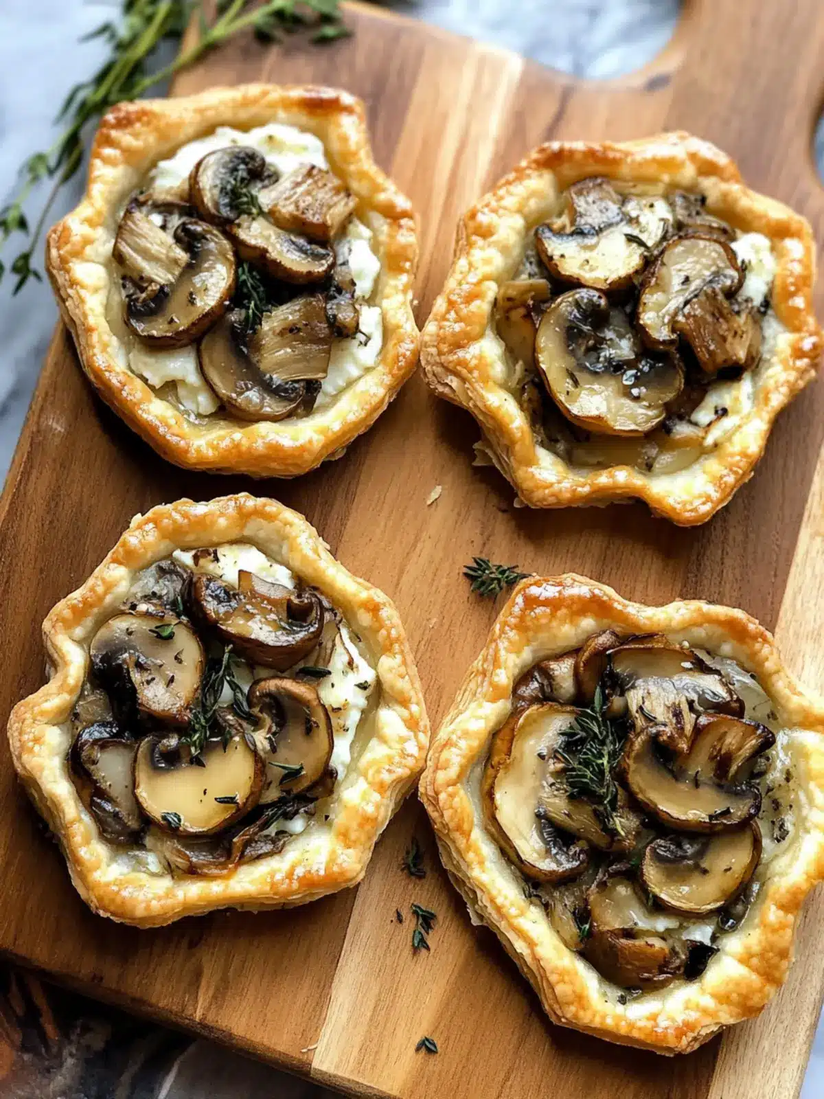 Mushroom, Shallot and Herbed Goat Cheese Tarts