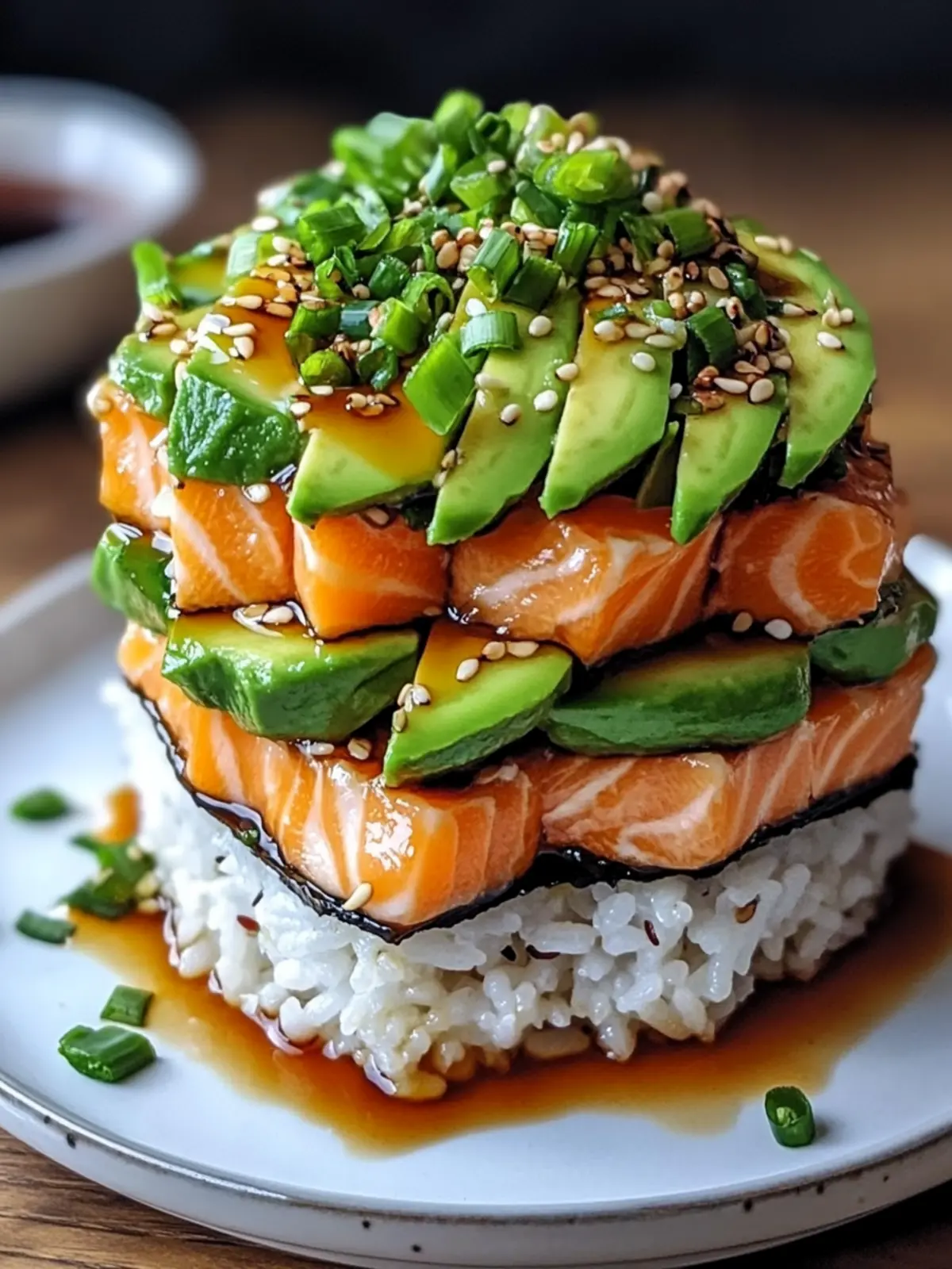 Salmon Avocado Rice Stack