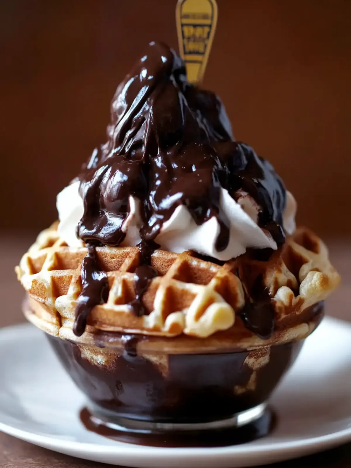 Chocolate Stout Waffle Sundae with Chocolate Stout Fudge Sauce