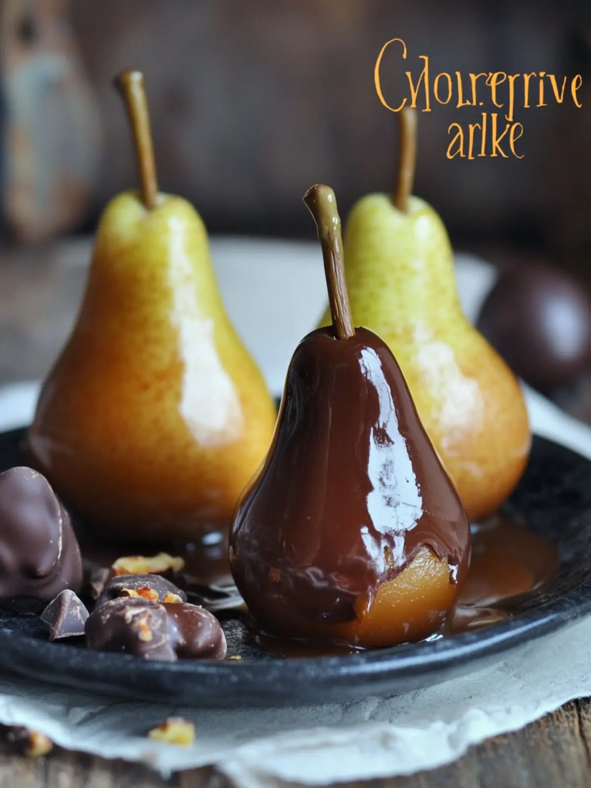 Caramel Chocolate Dipped Pears