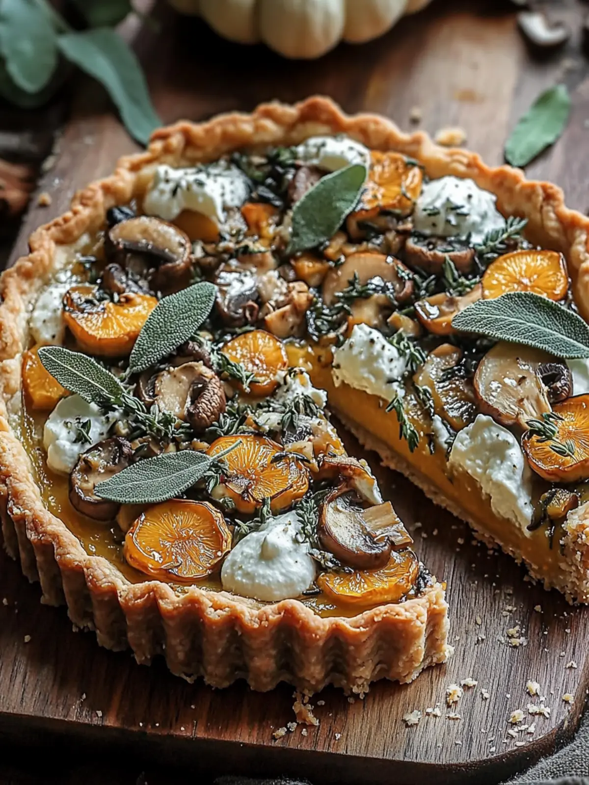 Pumpkin Sage & Mushroom Tart: A Cozy Fall Favorite 4 Pumpkin Sage & Mushroom Tart