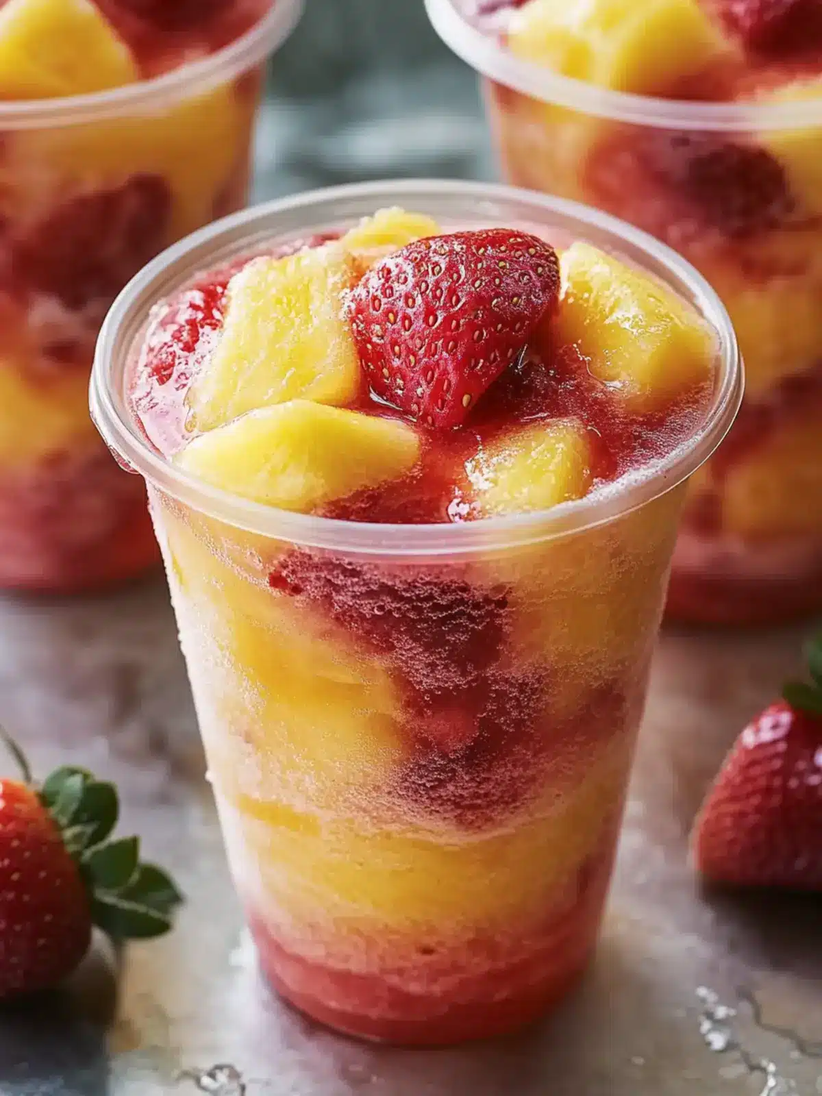 Delightful Pineapple Strawberry Swirled Slushies for a Cool Treat