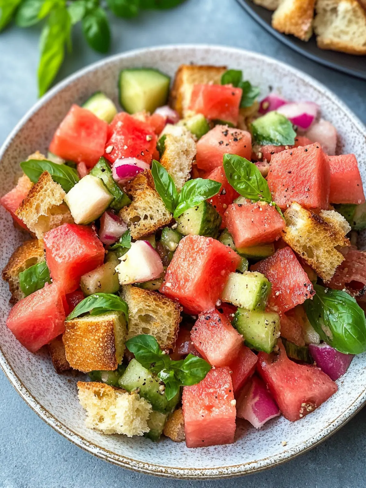 Watermelon Panzanella Bread Salad