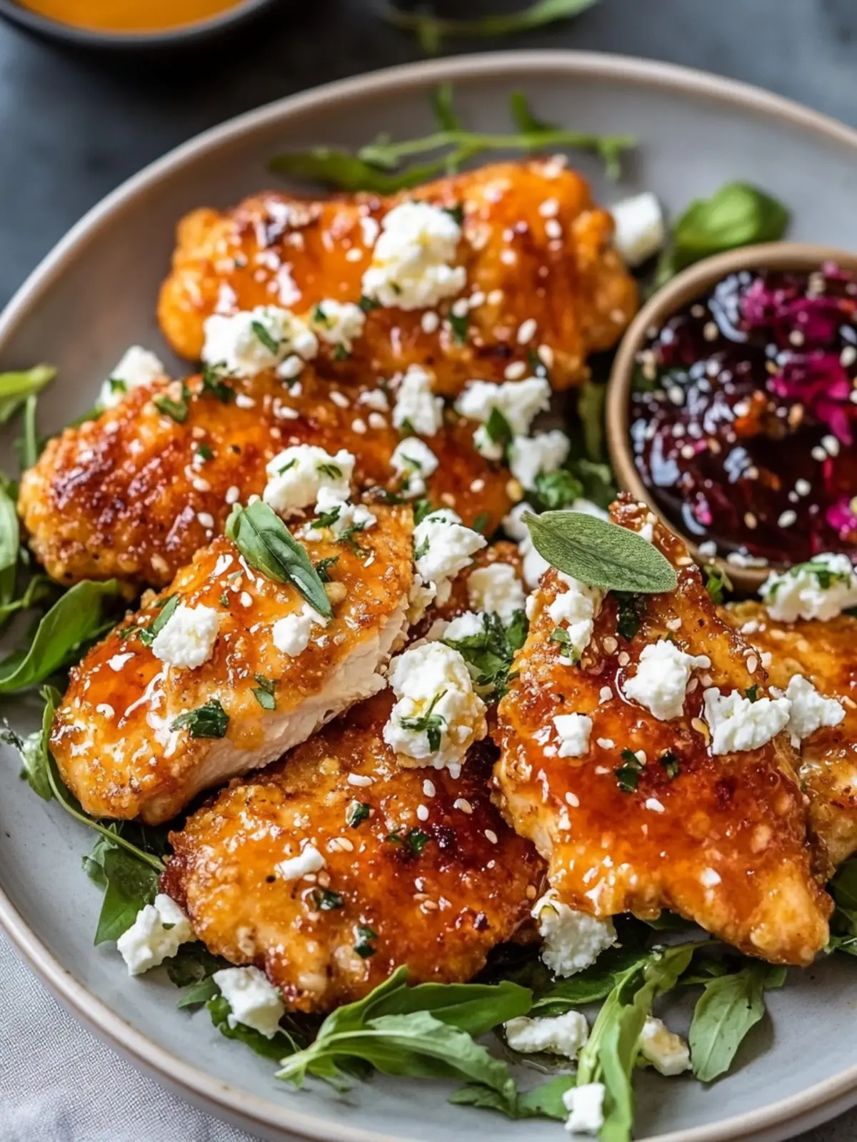 Crispy Hot Honey Feta Chicken
