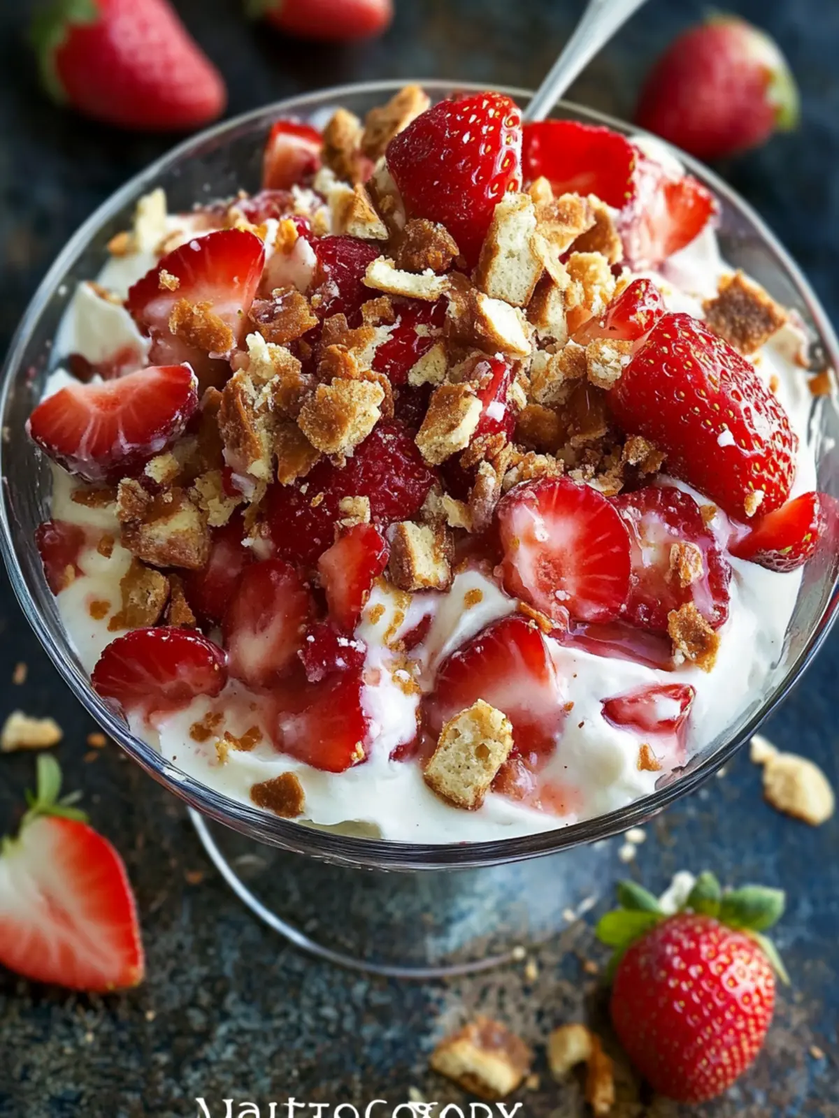 Heavenly Strawberry Dessert Salad with Toffee Crunch Bliss 5 Strawberry Dessert Salad (with Toffee)