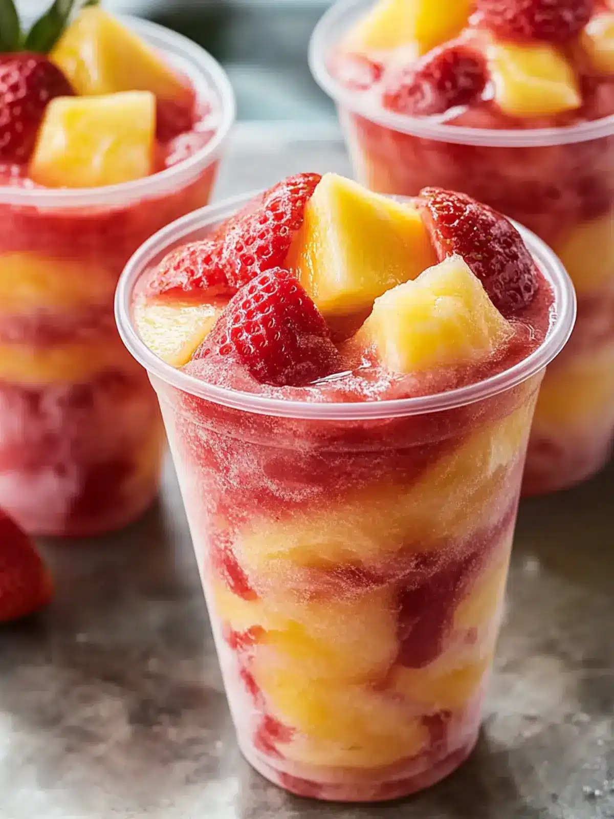 Delightful Pineapple Strawberry Swirled Slushies for a Cool Treat