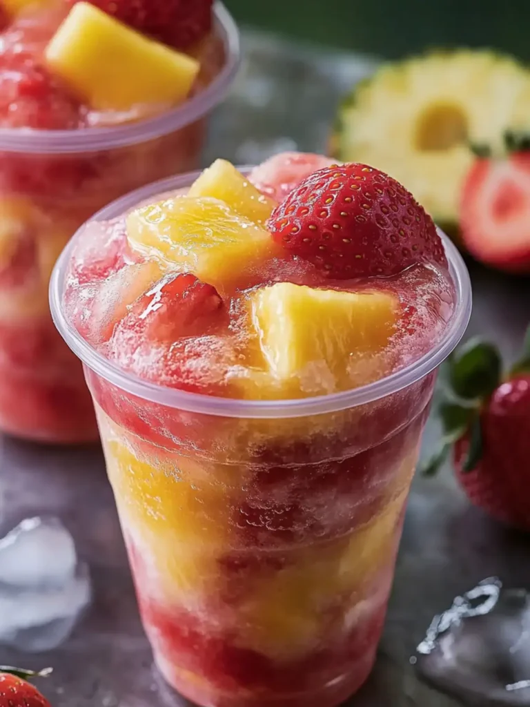 Delightful Pineapple Strawberry Swirled Slushies for a Cool Treat