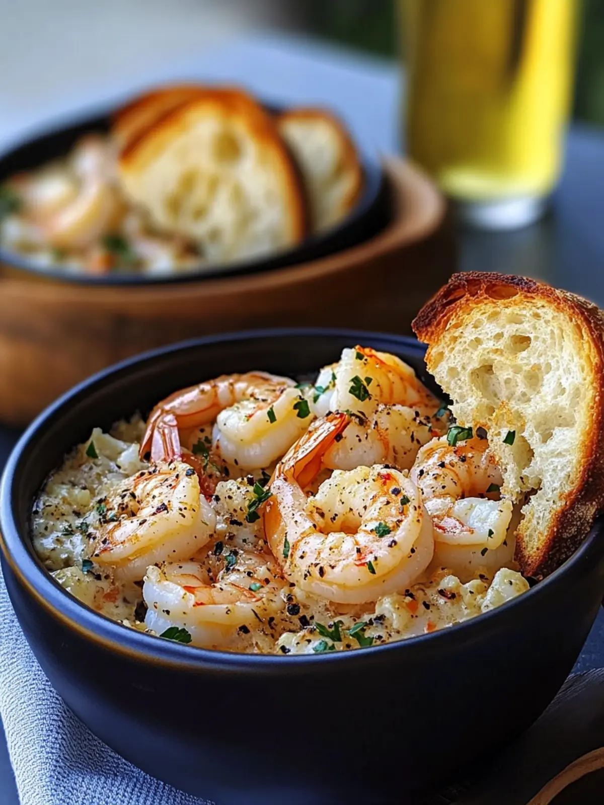 Shrimp Scampi Bowls with Garlic Bread