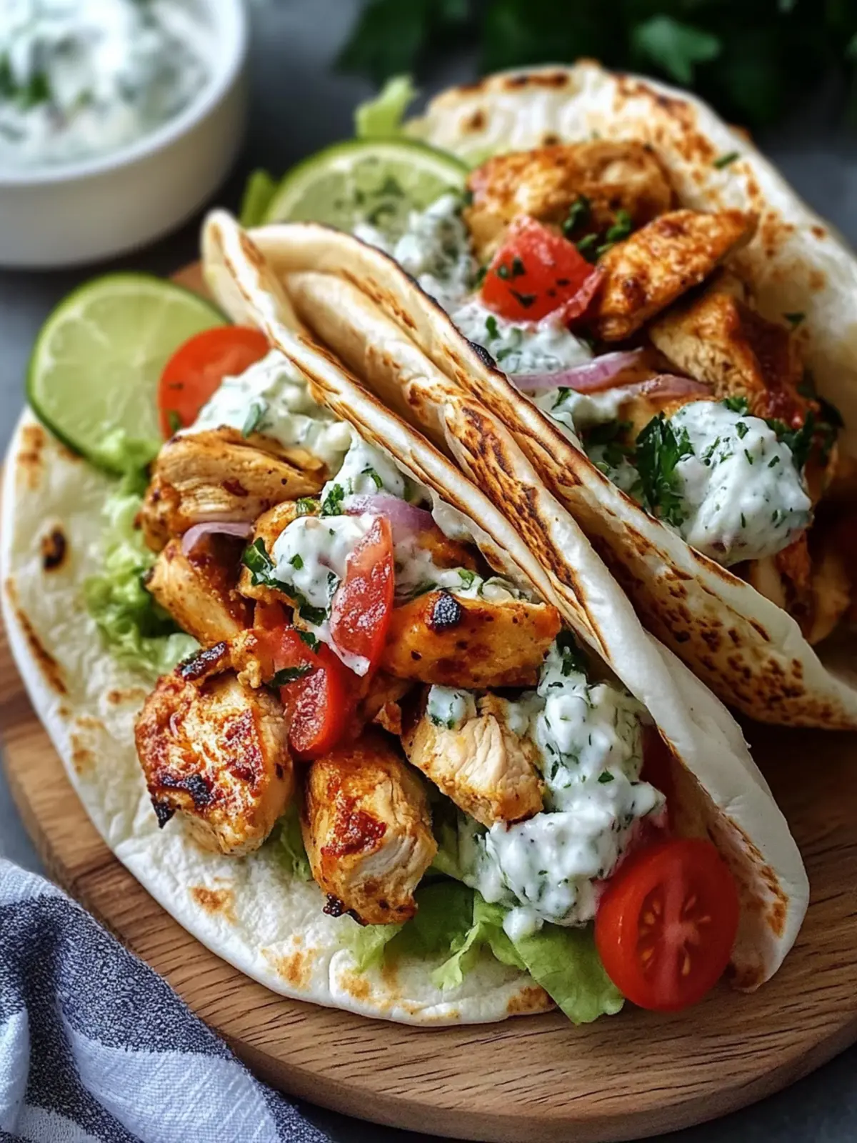 Mediterranean Chicken Gyros with Creamy Feta Tzatziki