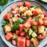 Delicious Watermelon Panzanella Bread Salad for Refreshing Summer Bites 7 Watermelon Panzanella Bread Salad