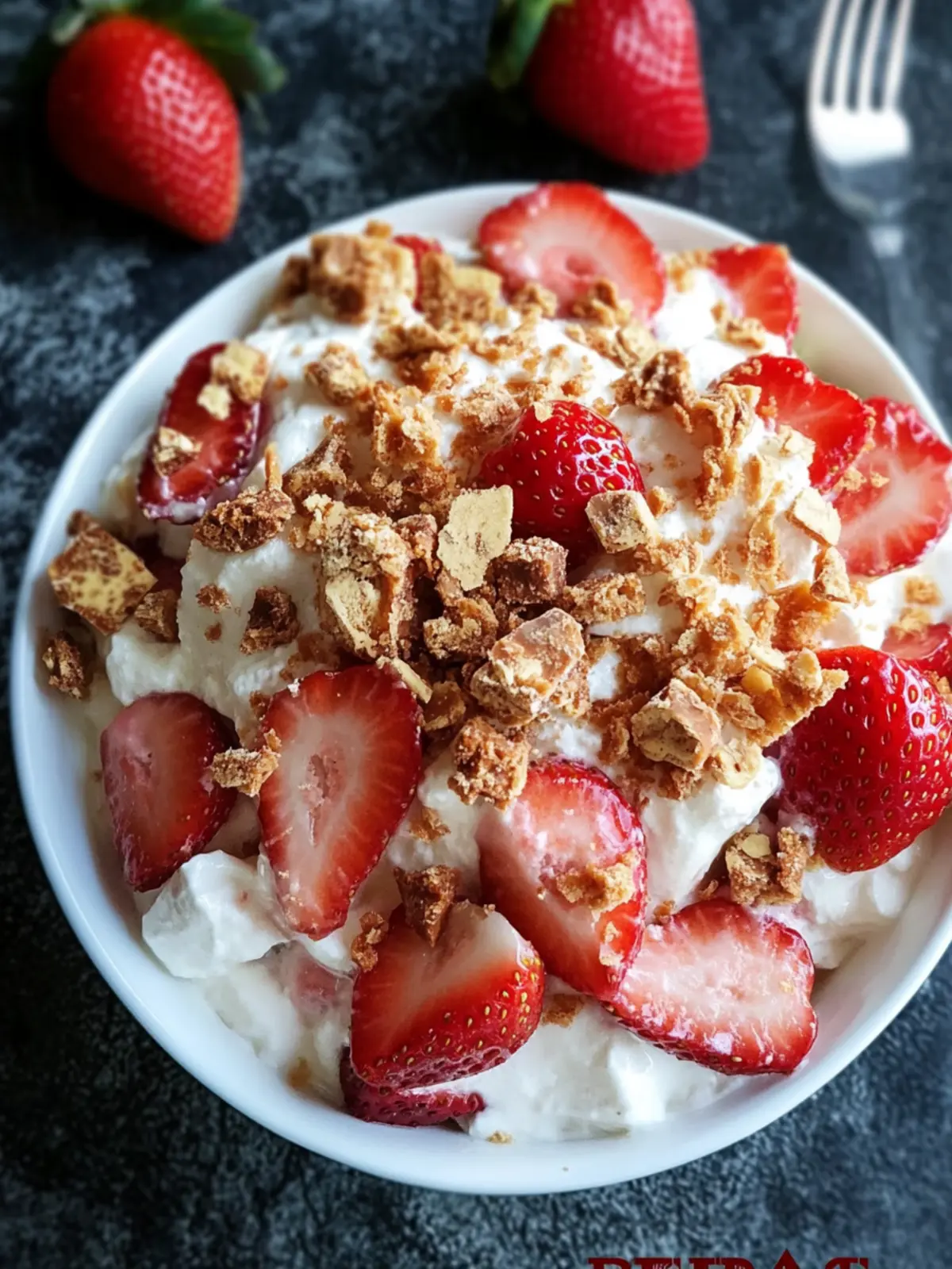 Heavenly Strawberry Dessert Salad with Toffee Crunch Bliss 4 Strawberry Dessert Salad (with Toffee)