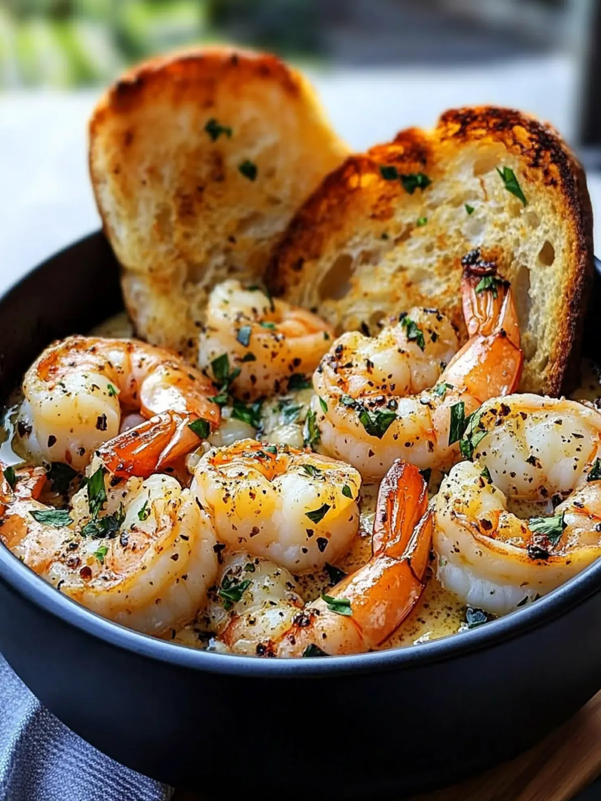Shrimp Scampi Bowls with Garlic Bread
