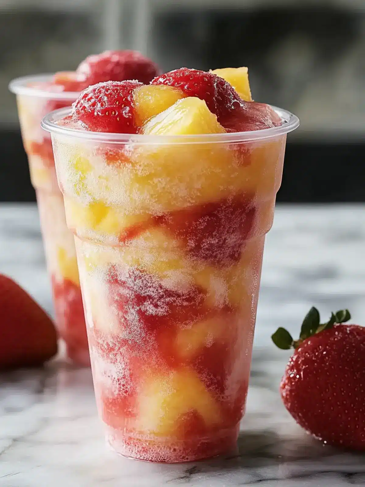 Delightful Pineapple Strawberry Swirled Slushies for a Cool Treat