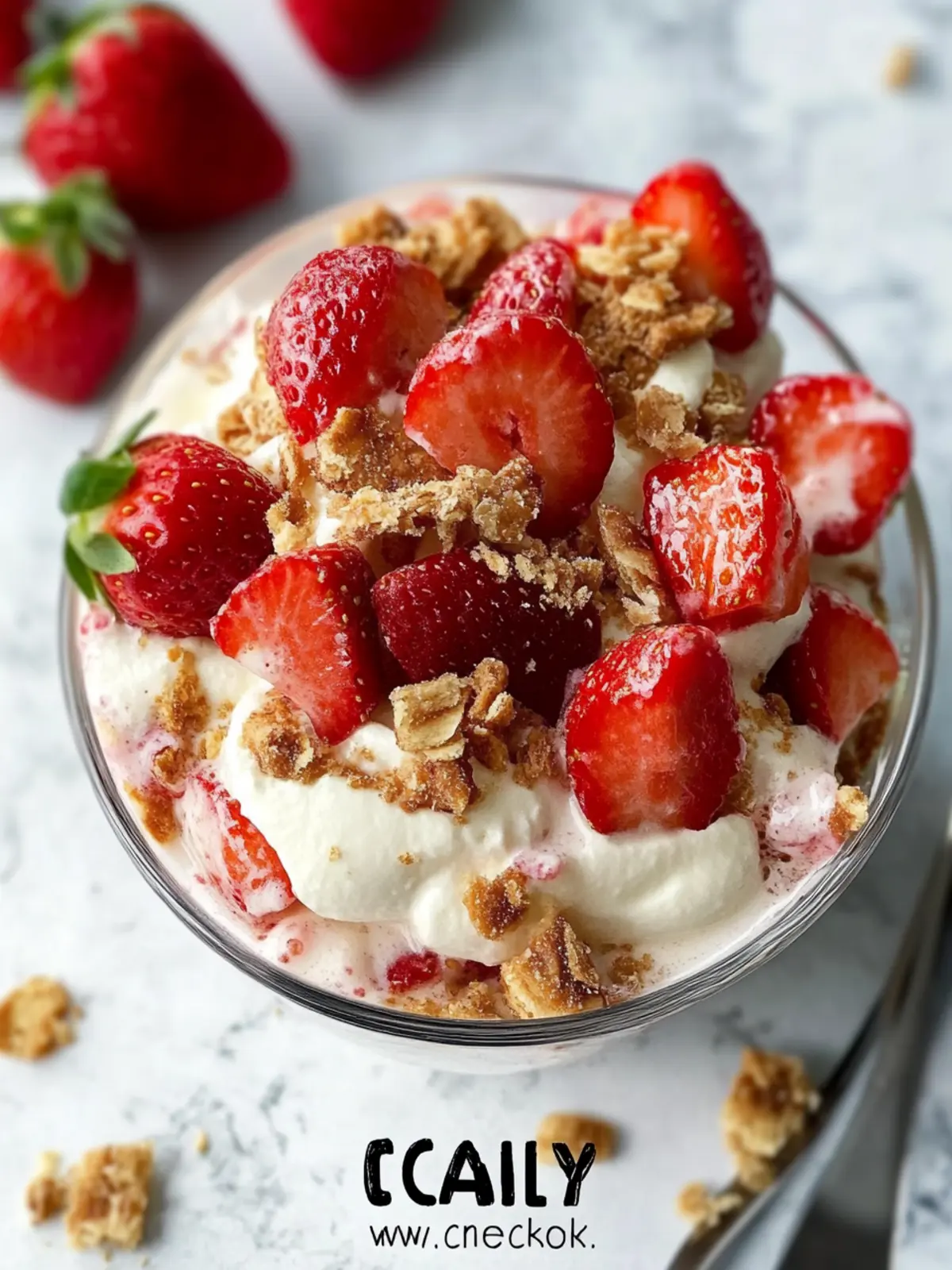 Heavenly Strawberry Dessert Salad with Toffee Crunch Bliss 2 Strawberry Dessert Salad (with Toffee)