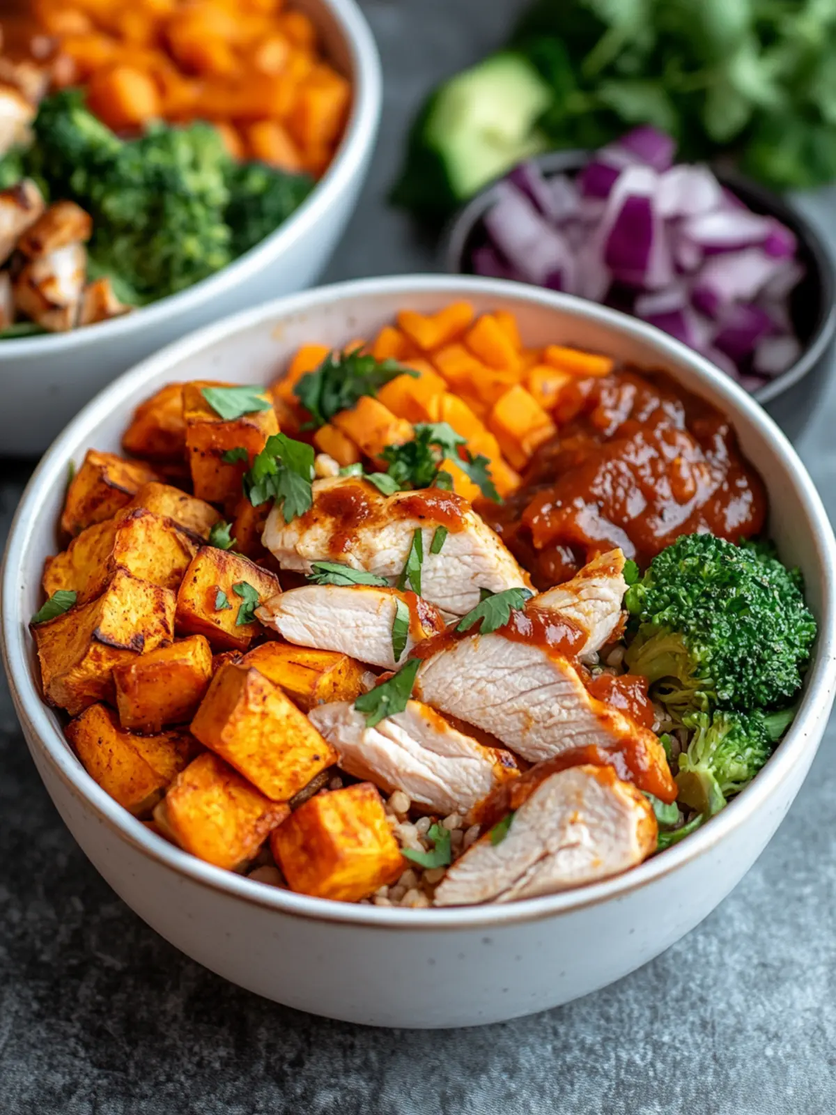 BBQ Chicken & Roasted Sweet Potato Bowls for Quick Comfort 3 Easy BBQ Chicken & Roasted Sweet Potato Bowls