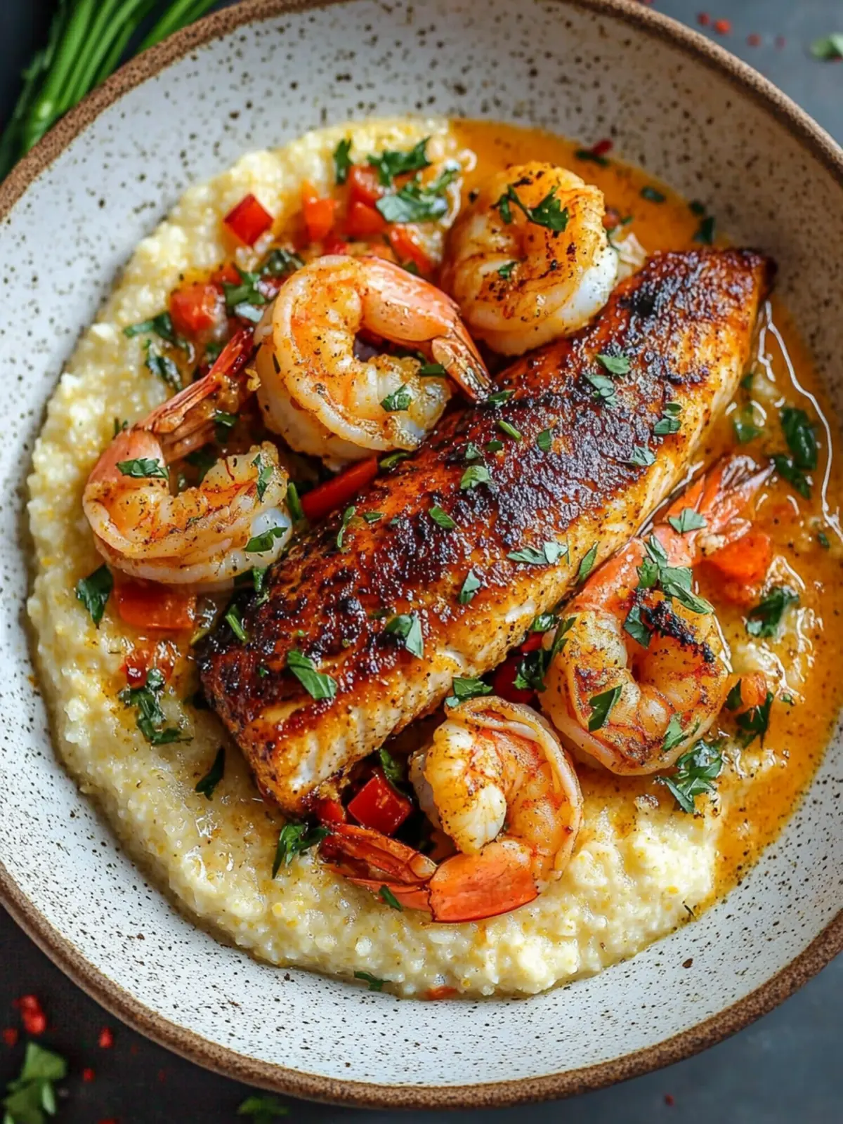Red Snapper Shrimp Grits Cajun
