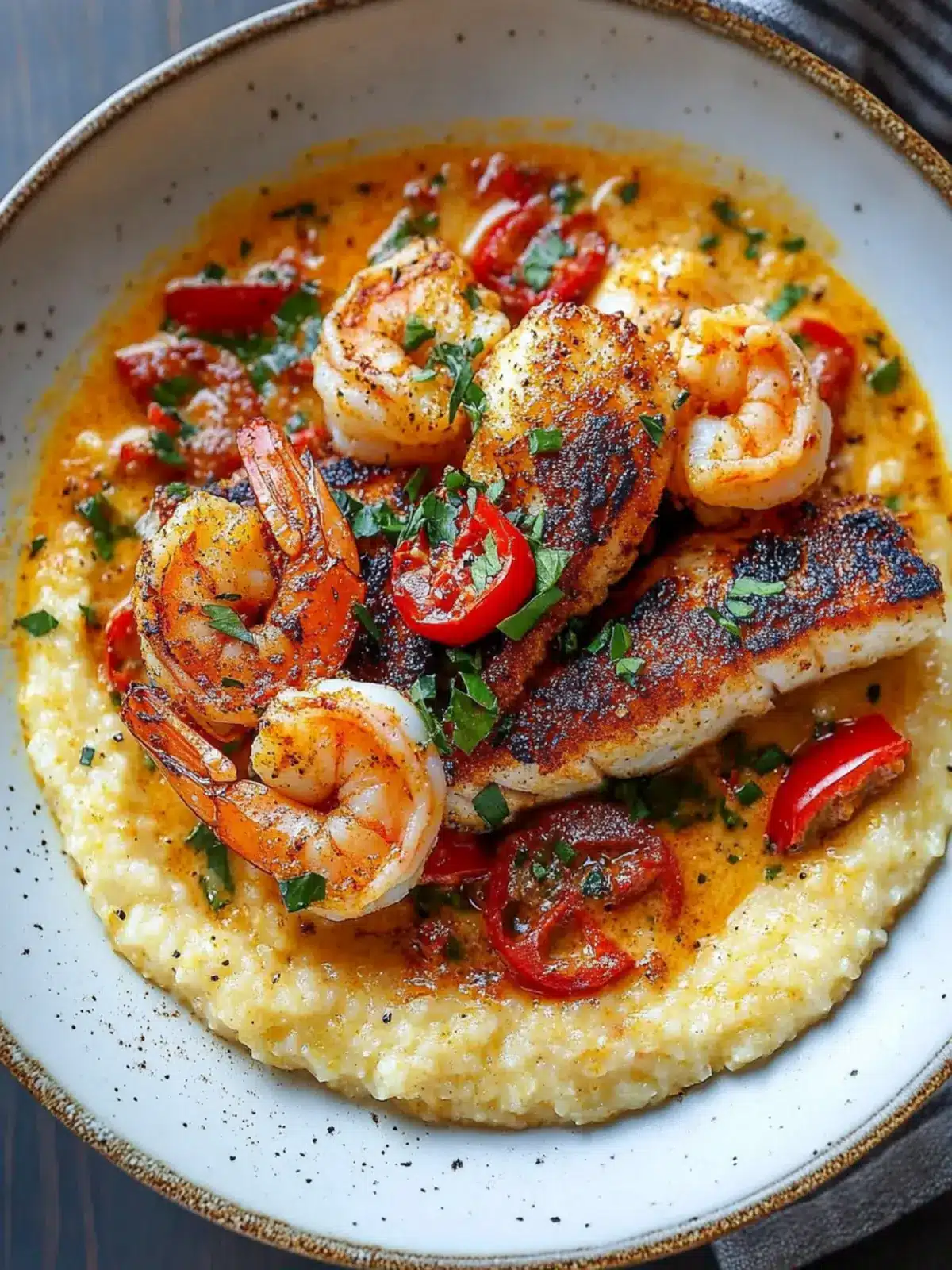 Red Snapper Shrimp Grits Cajun