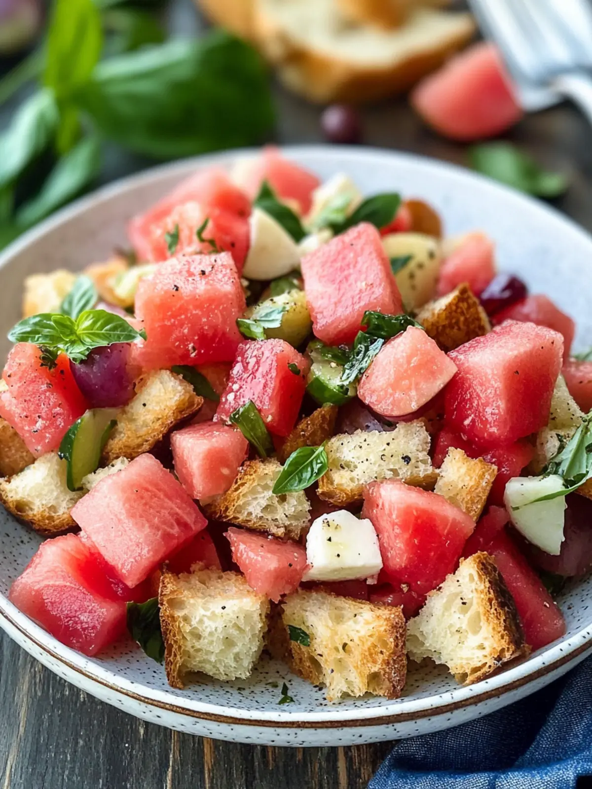 Watermelon Panzanella Bread Salad