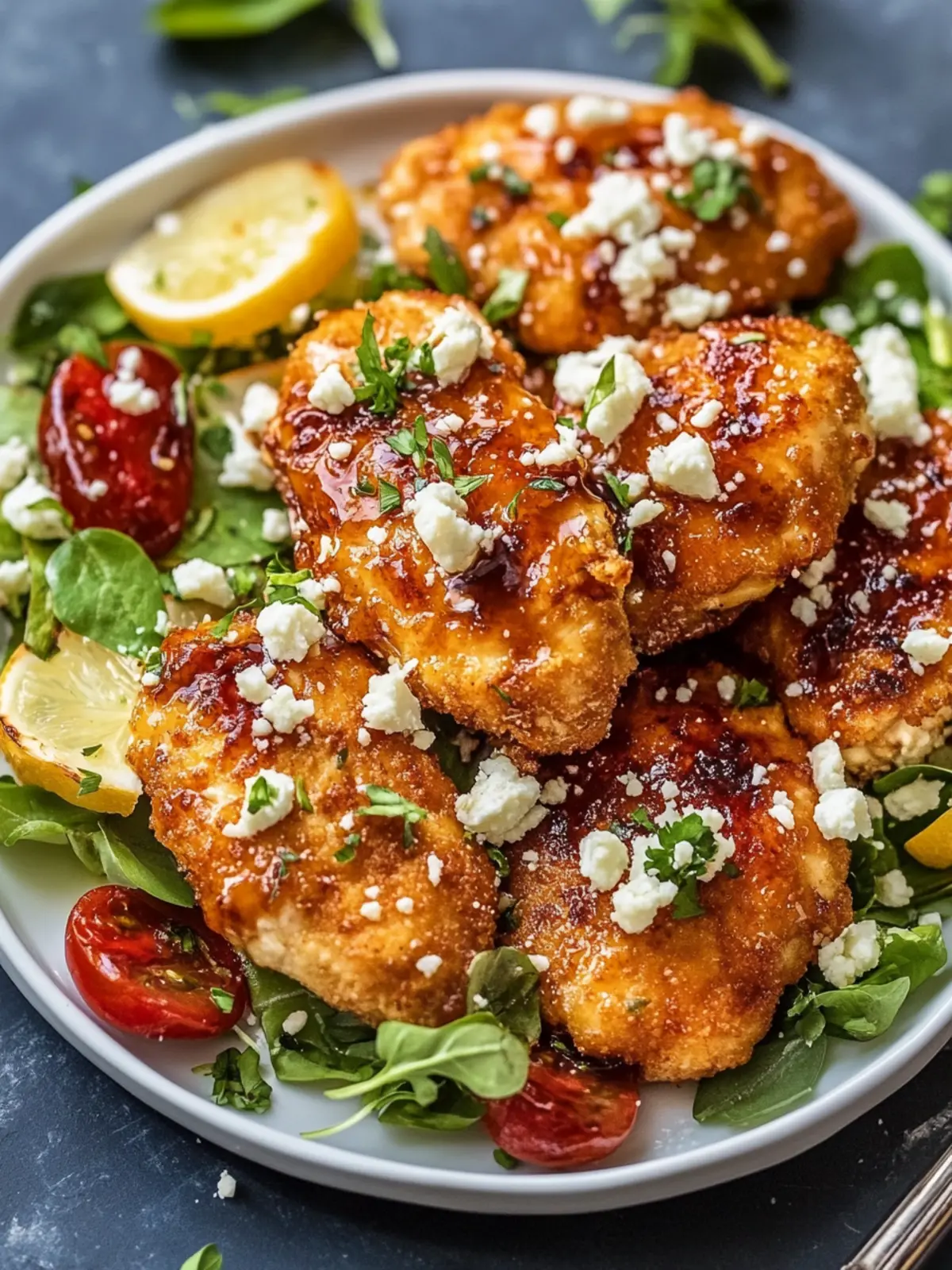 Crispy Hot Honey Feta Chicken