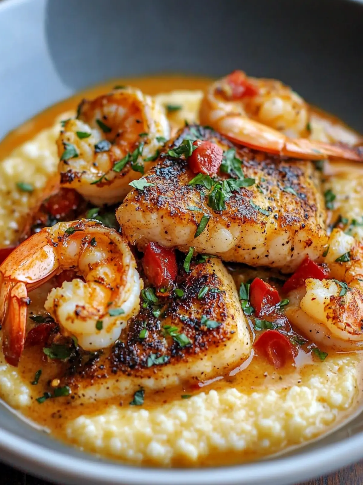 Red Snapper Shrimp Grits Cajun