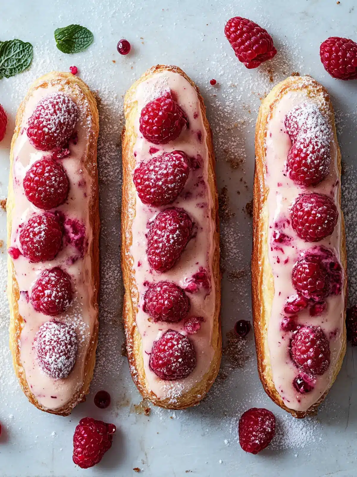 Raspberry and Cream Éclairs
