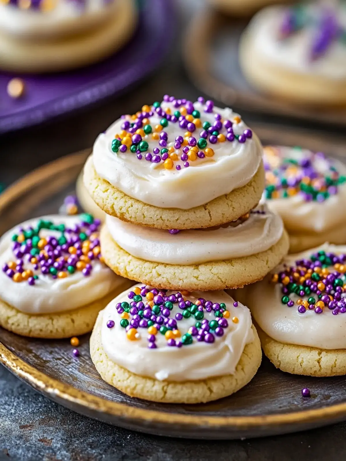 Delicious Mardi Gras Cookies with Creamy Frosting to Celebrate