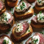 Savory Seared Beef Tenderloin Crostini with Horseradish Cream 7 Seared Beef Tenderloin Crostini with Horseradish Cream