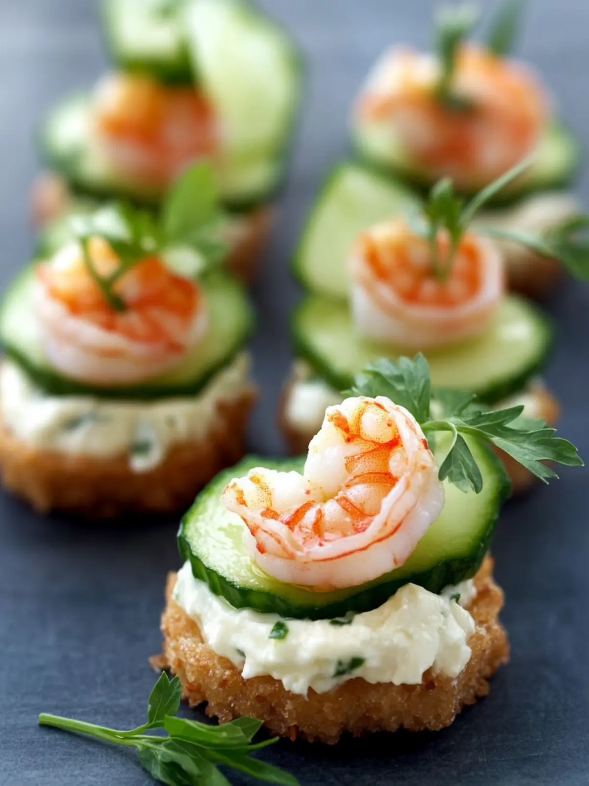 Baby Shrimp & Cucumber Canapés with Boursin