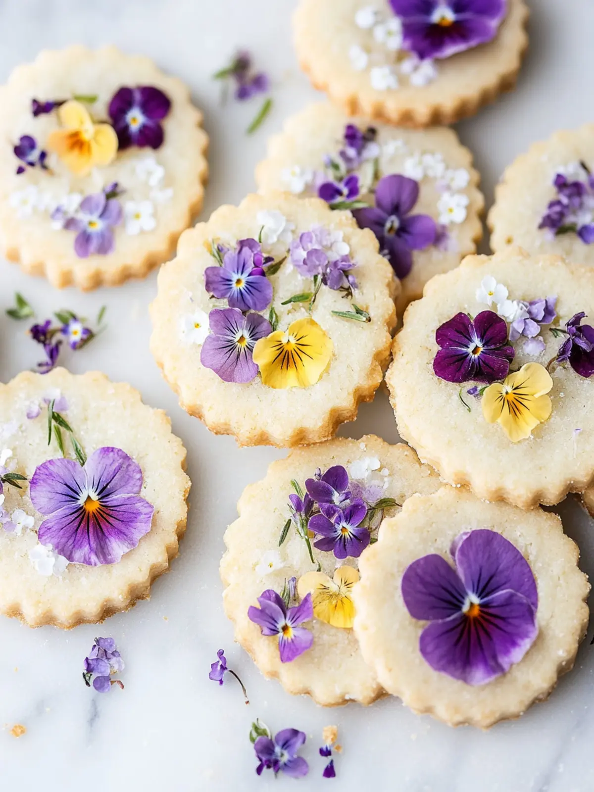 Shortbread Cookies With Edible Flowers