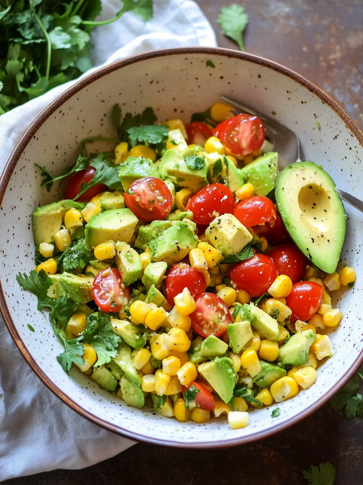 Avocado and Corn Salad with Honey Lime Dressing