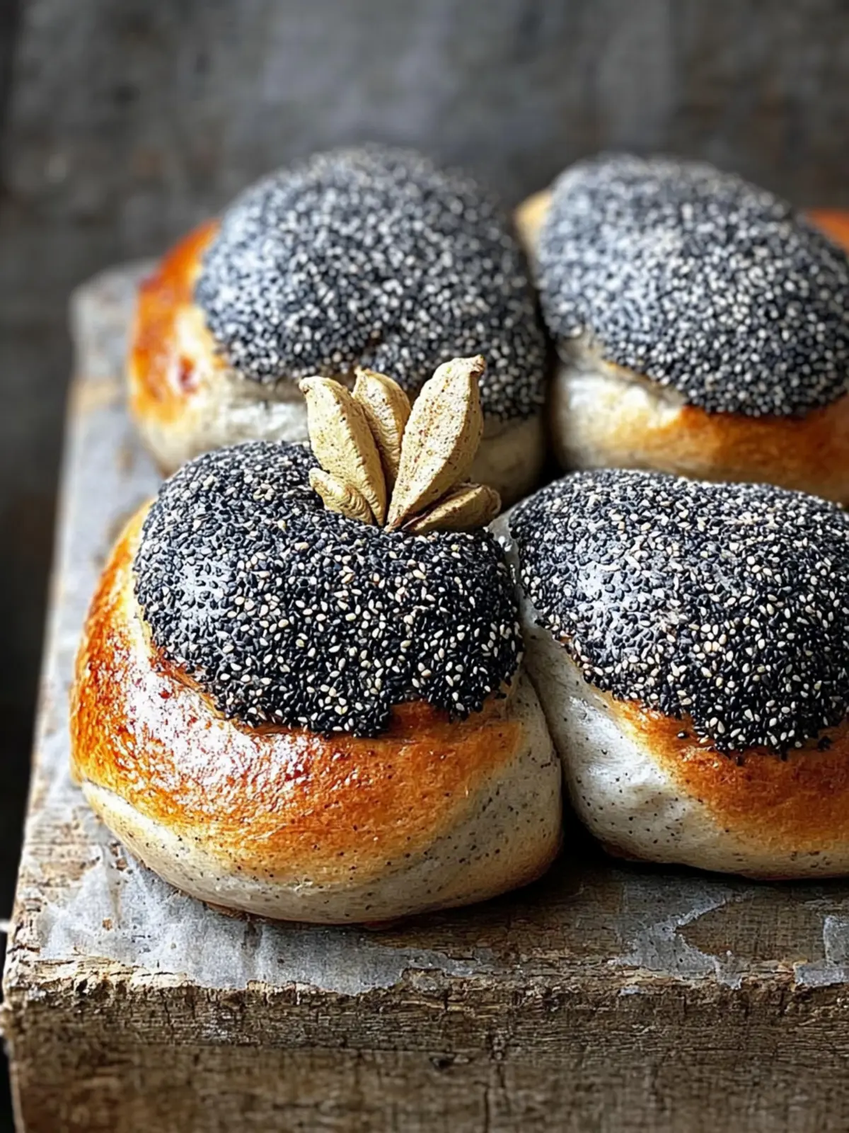 Black Sesame and Cardamom No-Knead Milk Bread Buns
