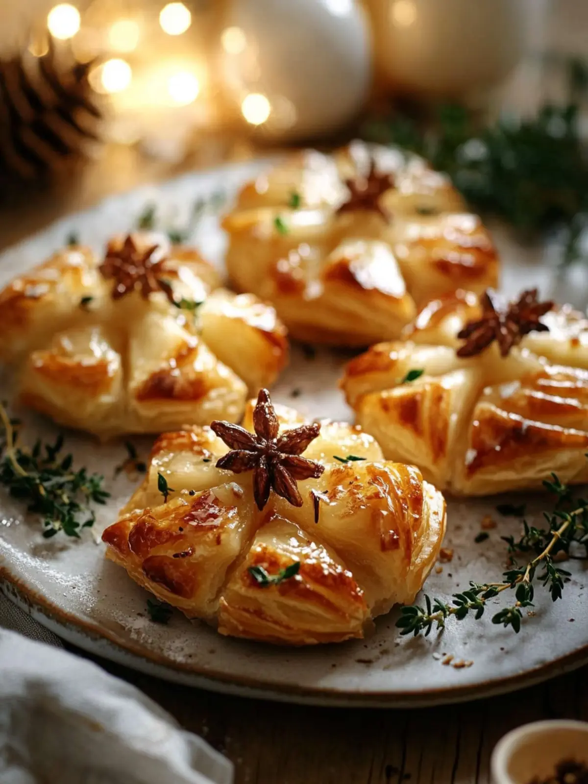 Caramelized Pear and Brie Snowflake Puffs Recipe