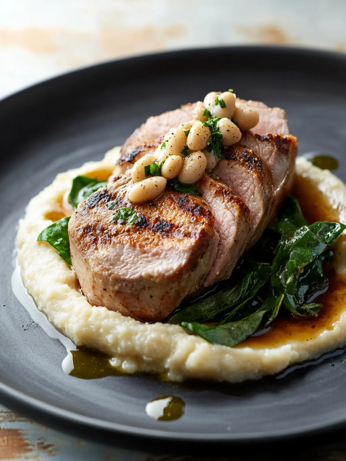 Pork Tenderloin with White Bean Puree
