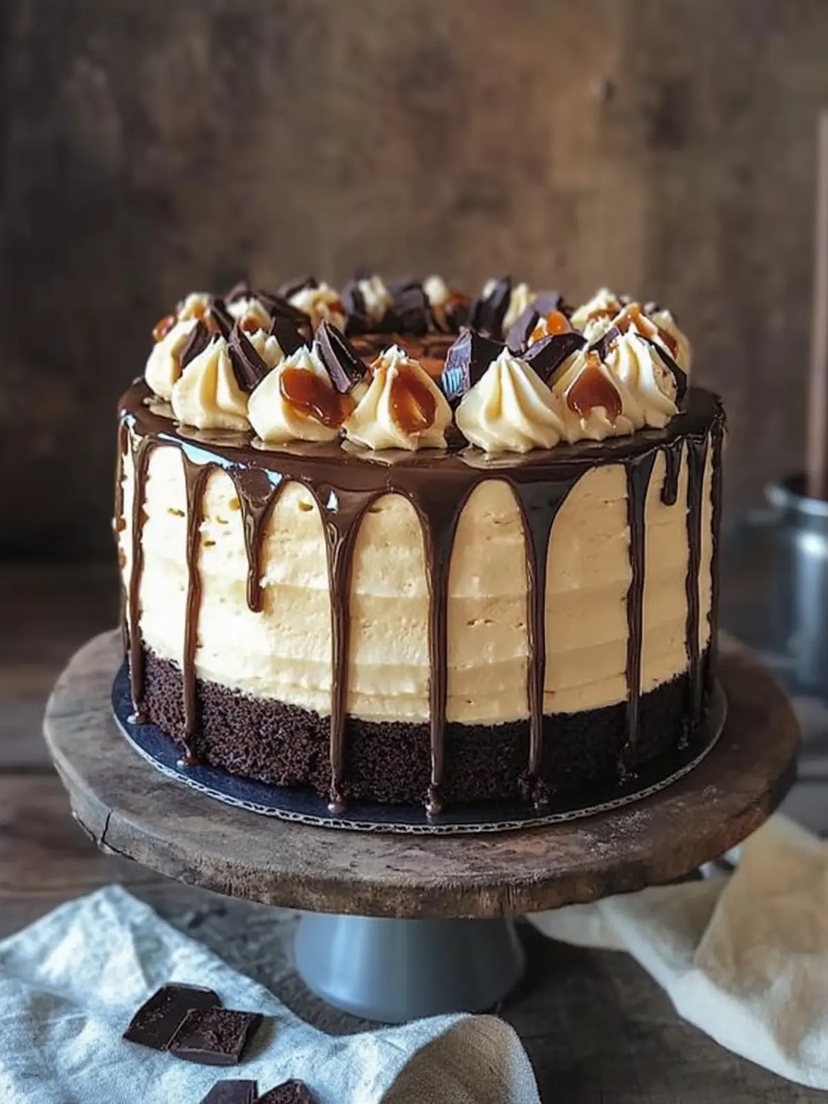 Chocolate Fudge Cake with Salted Caramel Buttercream, Salted Caramel and Dark Chocolate Ganache