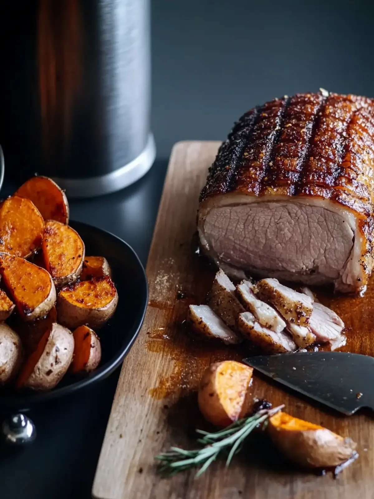 Bavarian Beer Roasted Pork with Sweet Potatoes and Parsnip