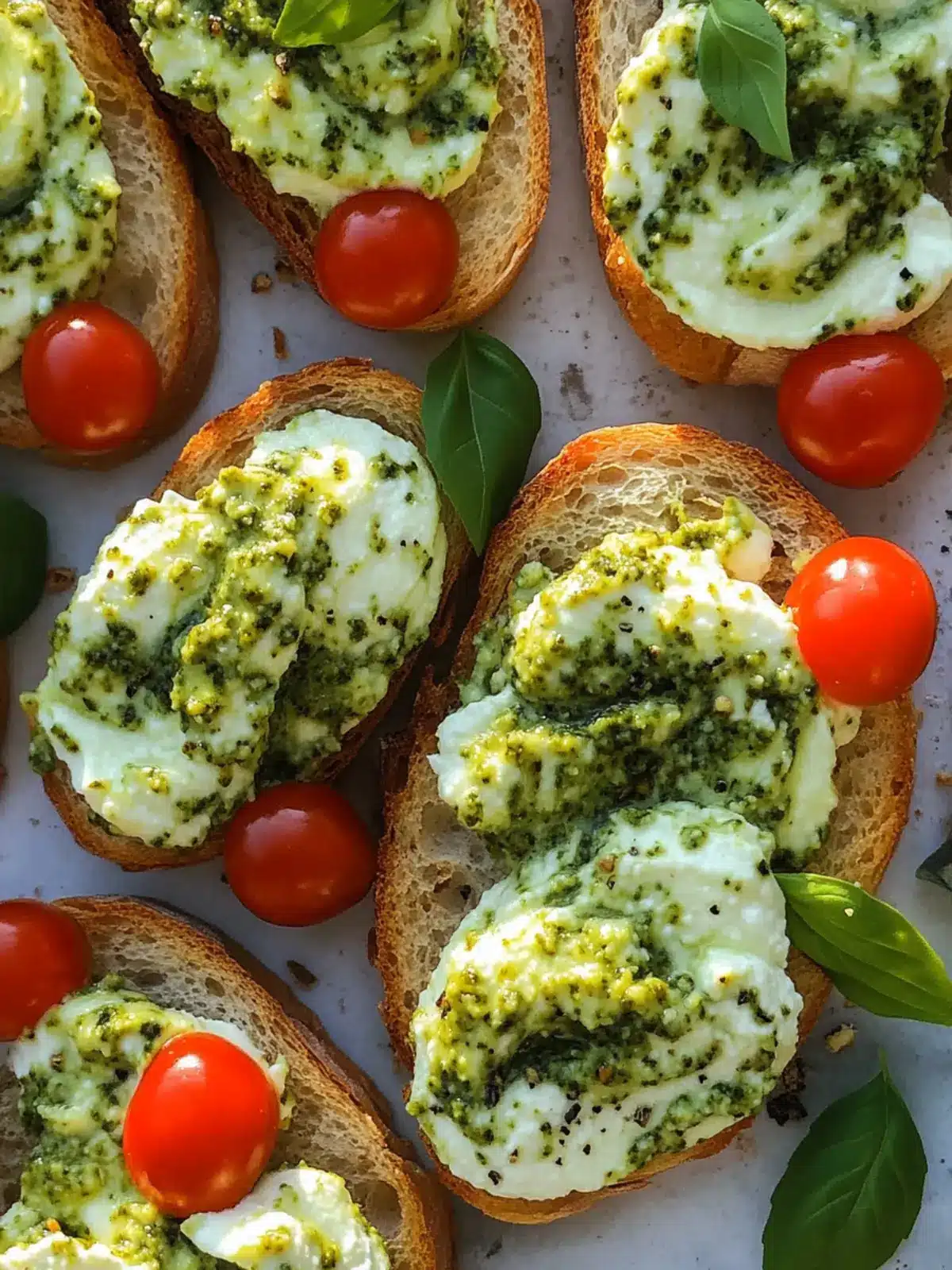 Whipped Pesto Ricotta Crostini