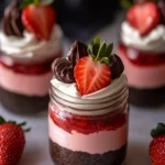Chocolate Strawberry Mousse Cake Parfaits – No BAKE!