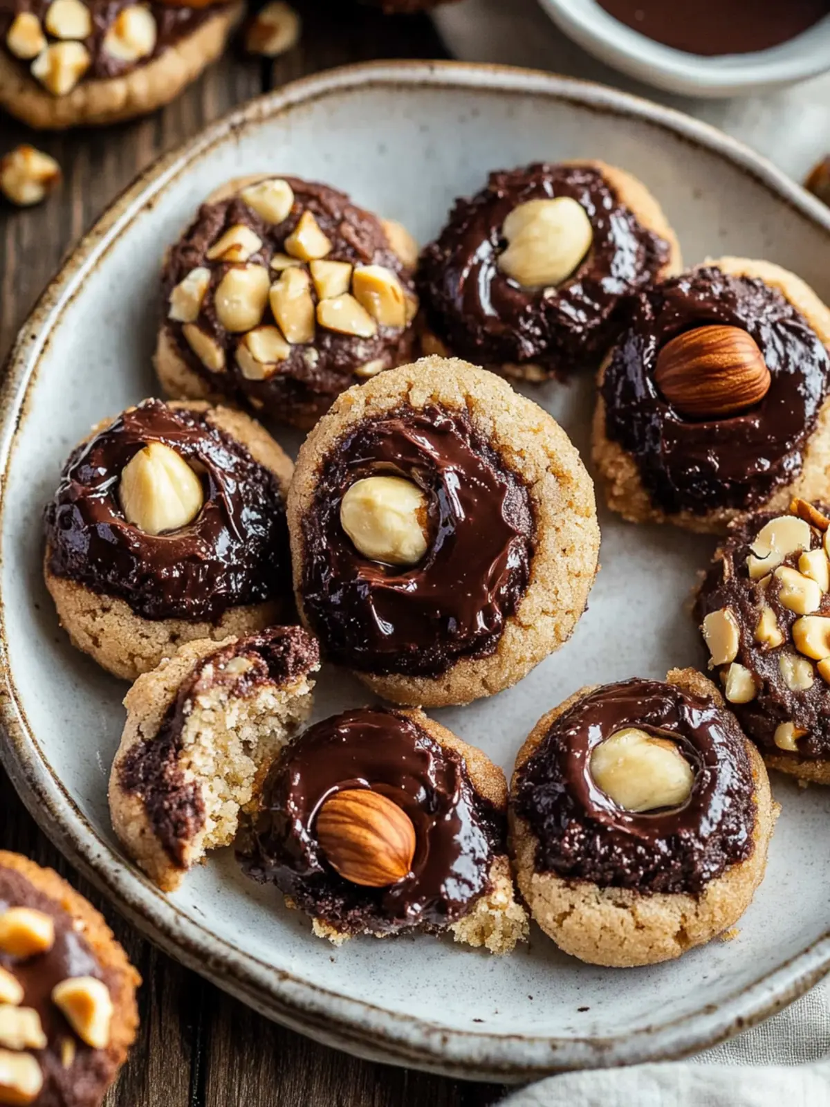 Chocolate Hazelnut Thumbprint Cookies