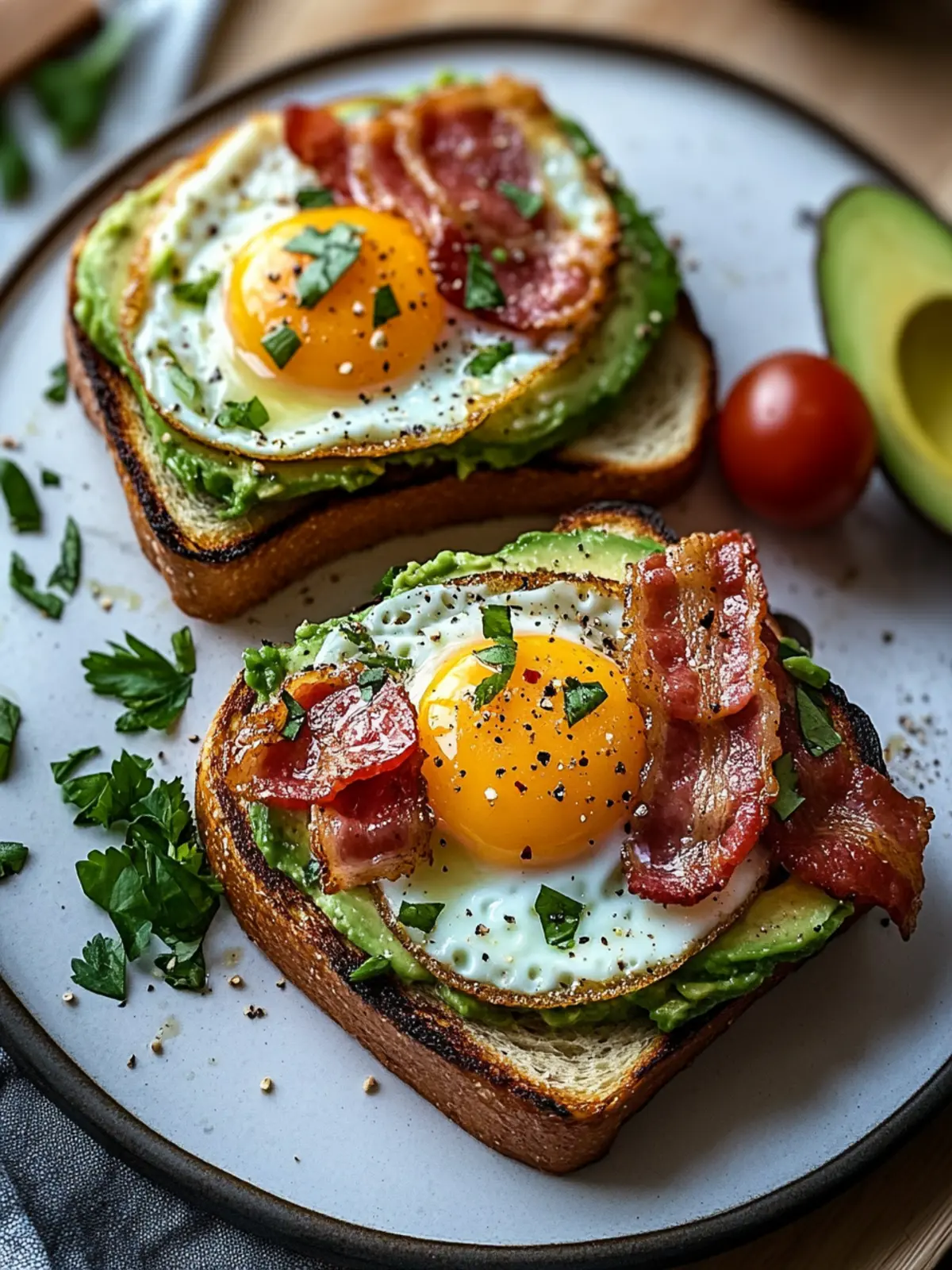 Healthy Bacon-Egg and Avocado Toast